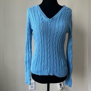 Fitted Blue Knit Sweater